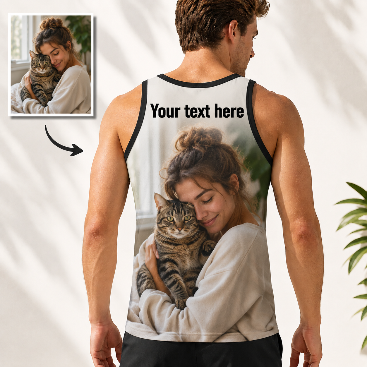 Custom Photo & Text Men’s Tank Top – Personalized Mesh Sleeveless Shirt