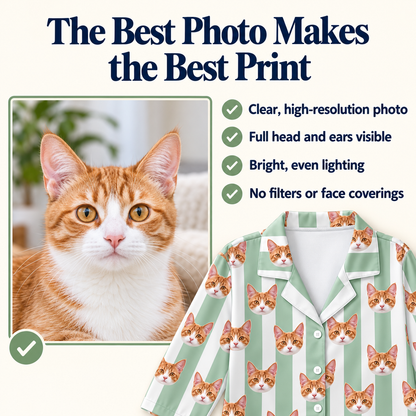 Custom Pet Photo Striped Pajamas – Personalized Dog & Cat Face Sleepwear