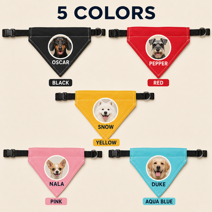 Personalized Pet Photo & Name Bandana Collar – Custom Dog & Cat Scarf