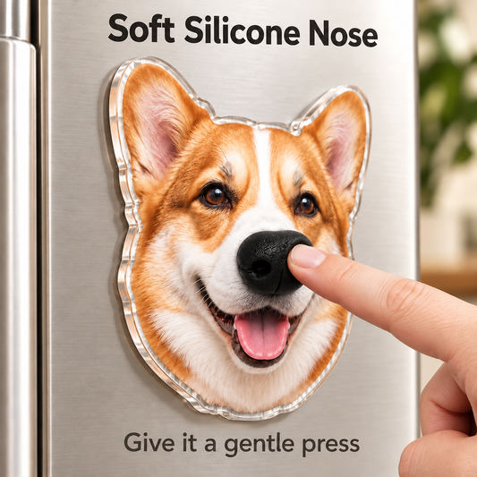 Custom Dog Photo Fridge Magnet with 3D Squishy Silicone Nose