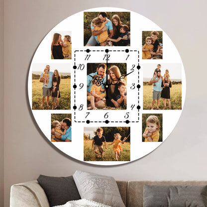 Custom Photo Collage Wall Clock - Personalized Picture Clock for Home Decor