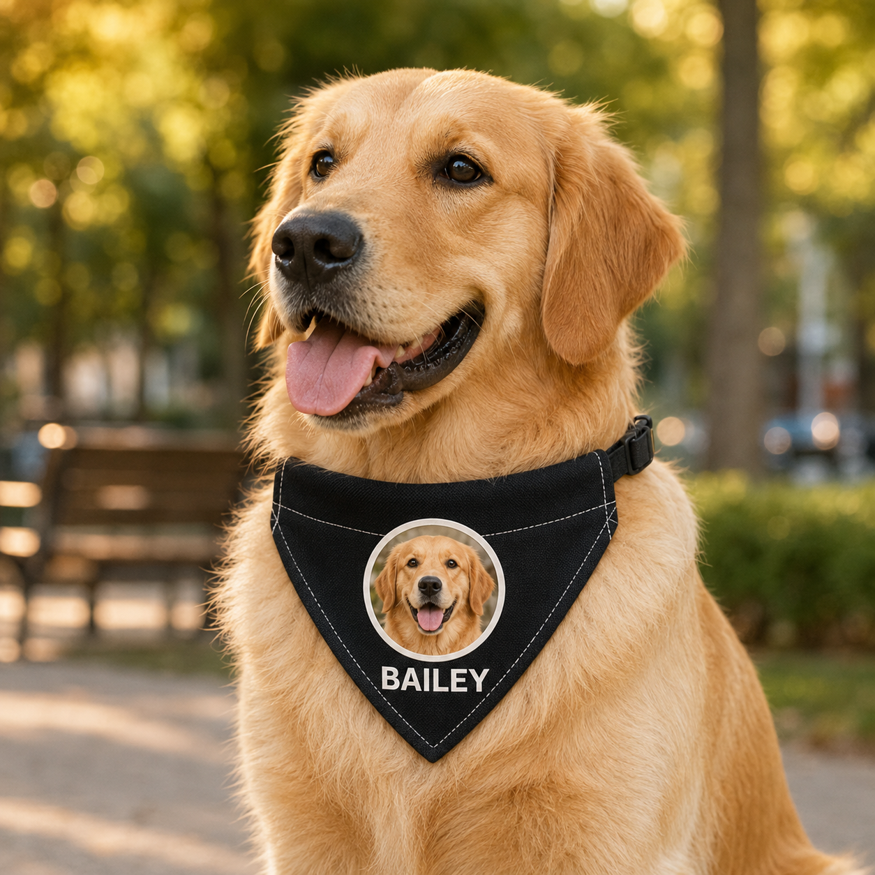 Personalized Pet Photo & Name Bandana Collar – Custom Dog & Cat Scarf
