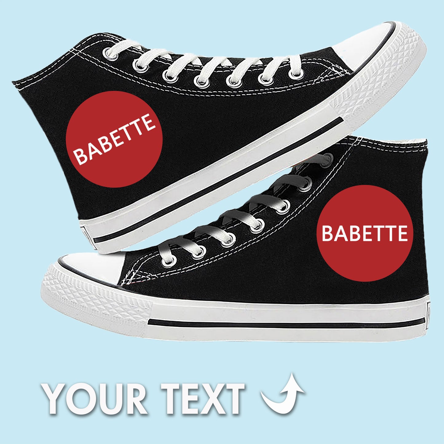 Custom Text Engraved Hi-Top Canvas Sneakers