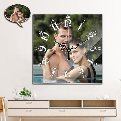 Personalized Photo Square Wall Clock - Custom Home Decor