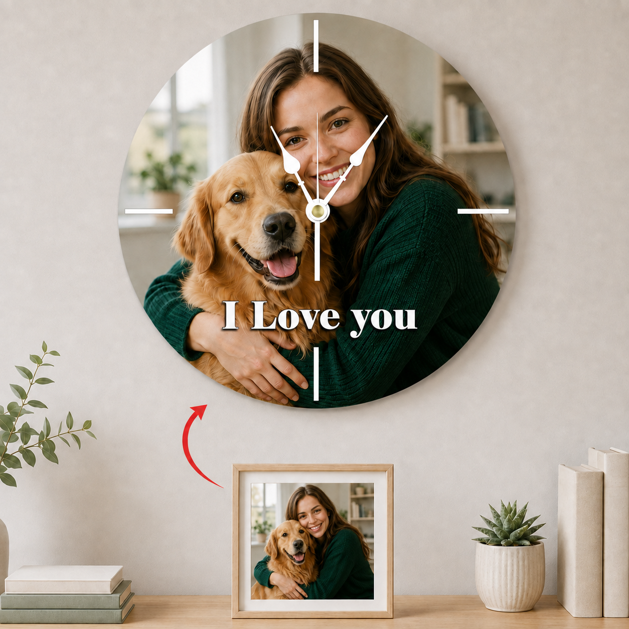 Customized Square Wall Clock - Personalized Photo & Text Gift Clock