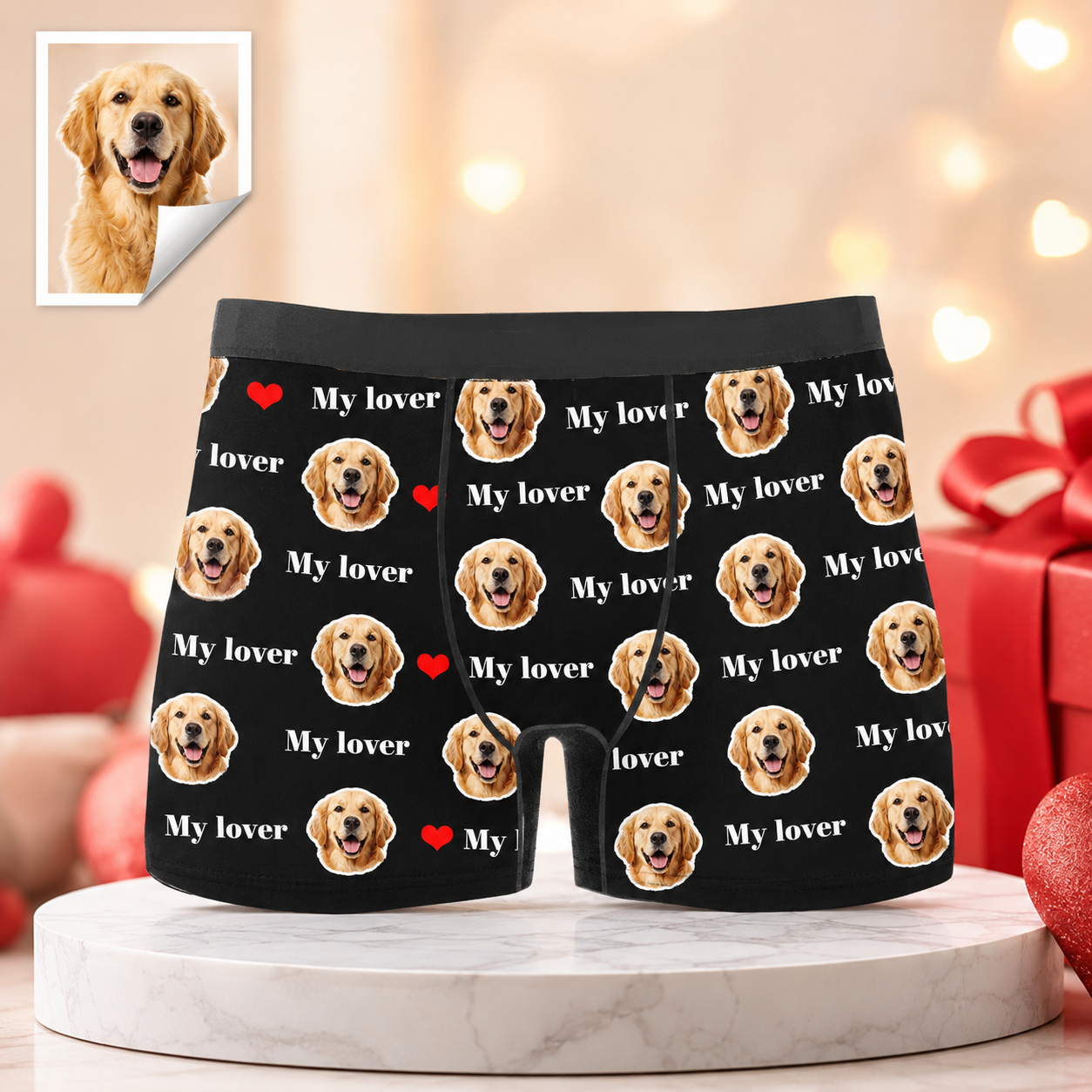 Custom Boxer with Photo and Text Mens Underwear with Face