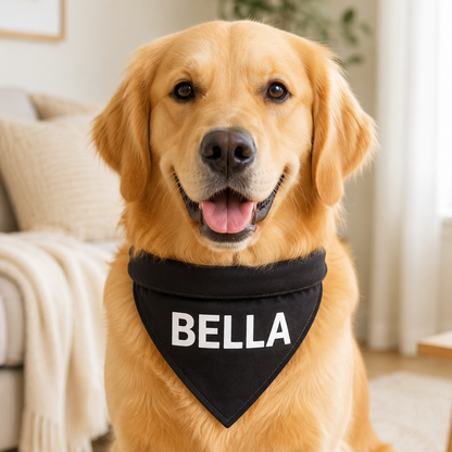 Personalized Pet Name Bandana – Custom Text Dog & Cat Scarf