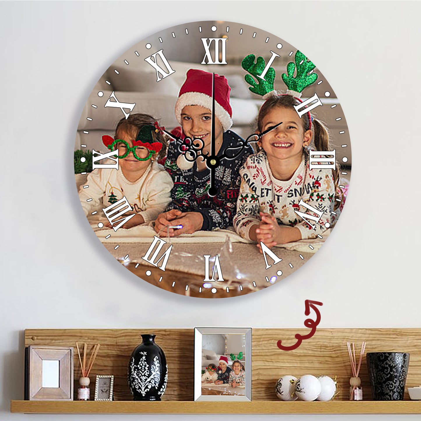 Christmas Gift: Custom Photo Wall Clock - Personalized Family Decor