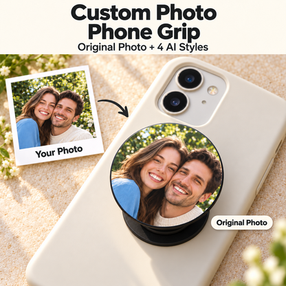 Custom Photo Phone Grip & Stand – Original Photo or AI Art