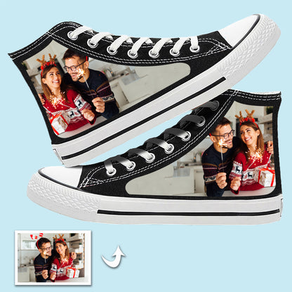 Personalized High Top Canvas Shoes: Custom Photo Christmas Gifts