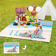 Load image into Gallery viewer, Custom Photo With Text Waterproof Picnic Blanket Foldable Picnic Mat
