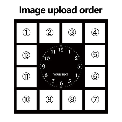 12pcs Photo and Text Square Wall Clock Personalized Clock