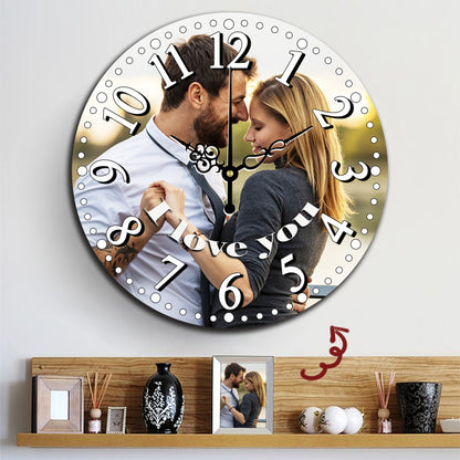 Personalized Round Wall Clock with Custom Photo & Text - Unique Decor