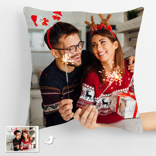 Double-Sided Custom Christmas Photo Pillows - Festive Decor