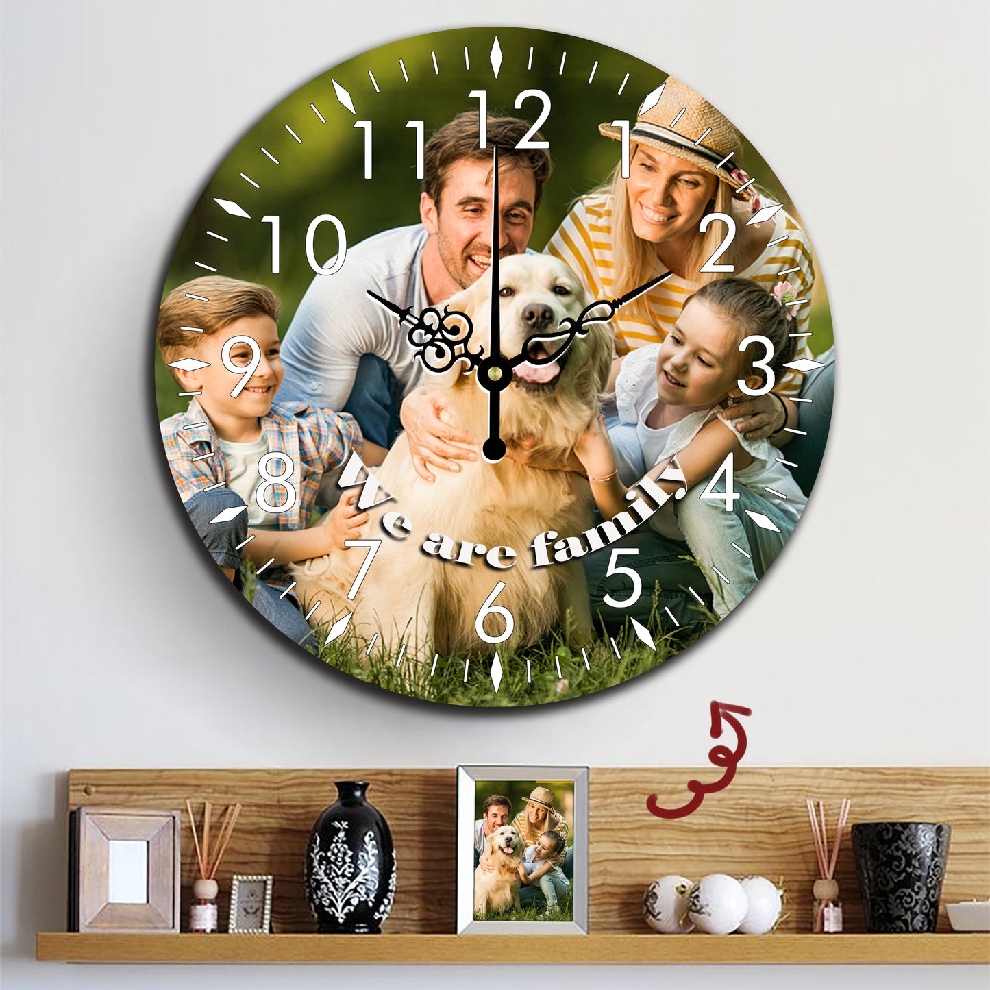 Personalized Round Wall Clock with Custom Photo & Text - Unique Decor