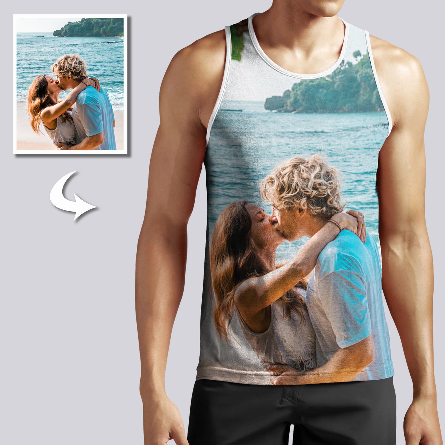 Men's Custom Photo Tank Tops: Design Your Own Double-Sided Tank Top for Summer