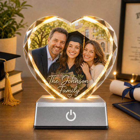 Personalized Heart Crystal Photo Night Light