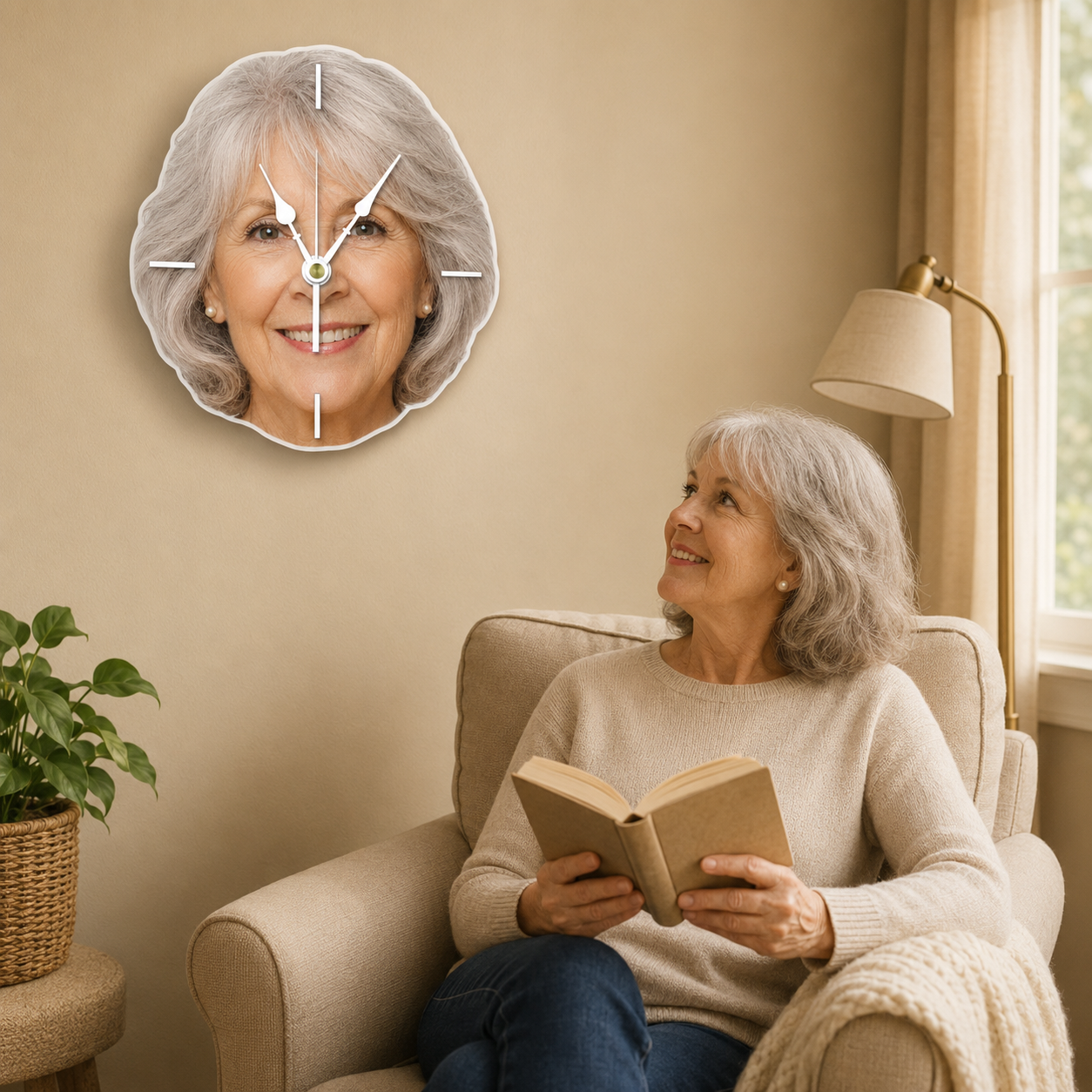Custom Face Photo Acrylic Wall Clock – Personalized Cutout
