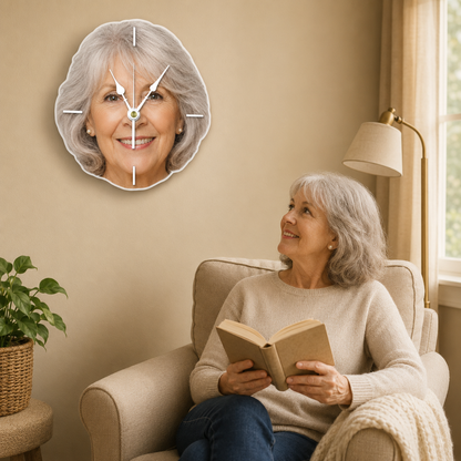 Custom Face Photo Acrylic Wall Clock – Personalized Cutout