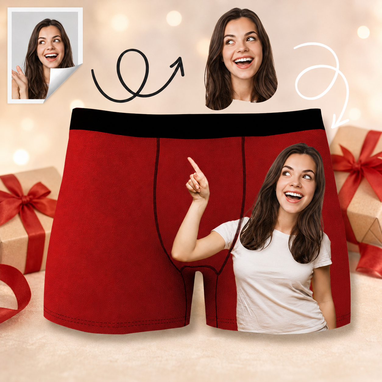 Custom Boxer with Photo Mens Underwear with Lover Face