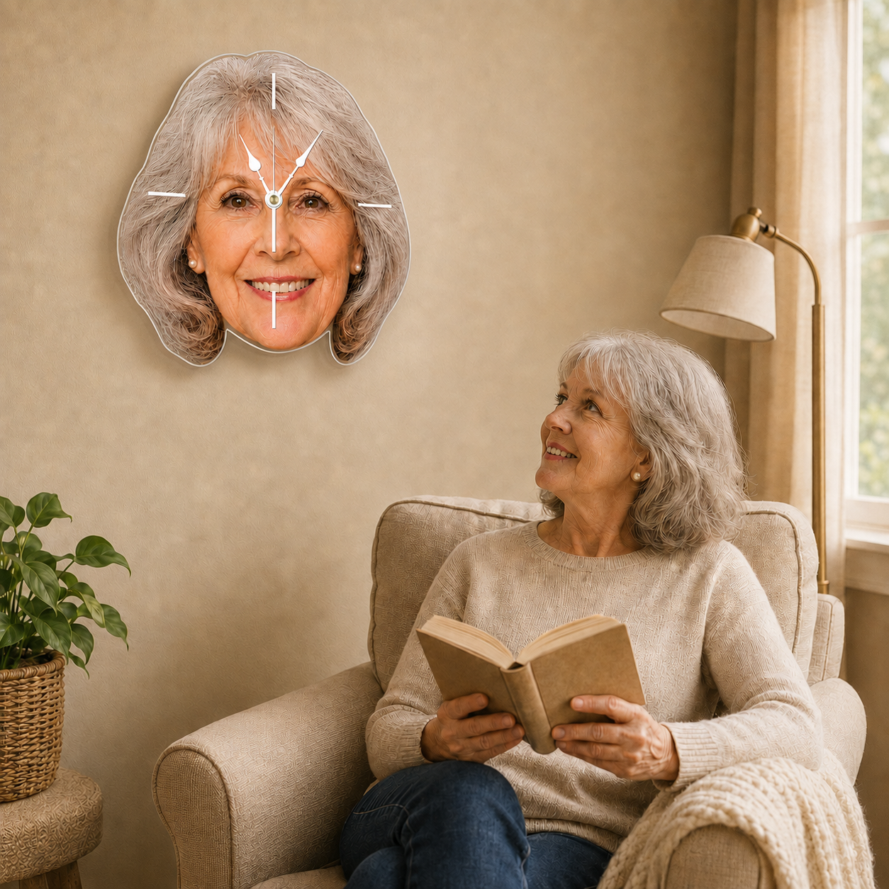 Custom Face Photo Acrylic Wall Clock – Personalized Cutout