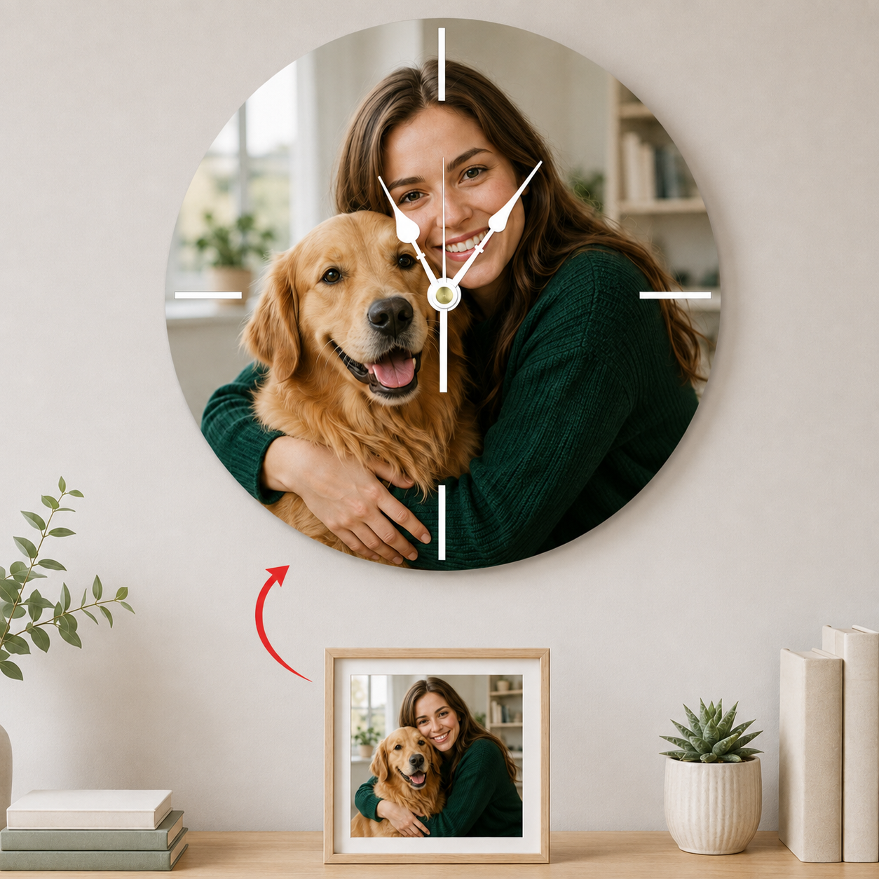 Personalized Round Wall Clock - Custom Photo Keepsake Home Decor Gift