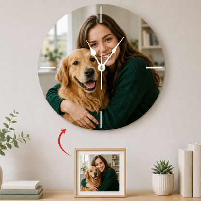 Personalized Round Wall Clock - Custom Photo Keepsake Home Decor Gift