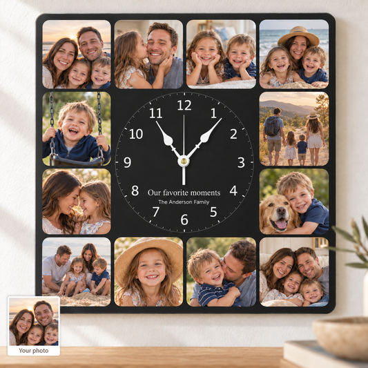 12pcs Photo and Text Square Wall Clock Personalized Clock