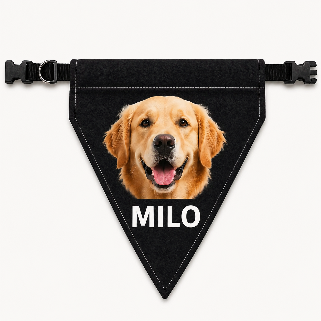 Personalized Pet Photo & Name Bandana Collar – Custom Dog & Cat Scarf