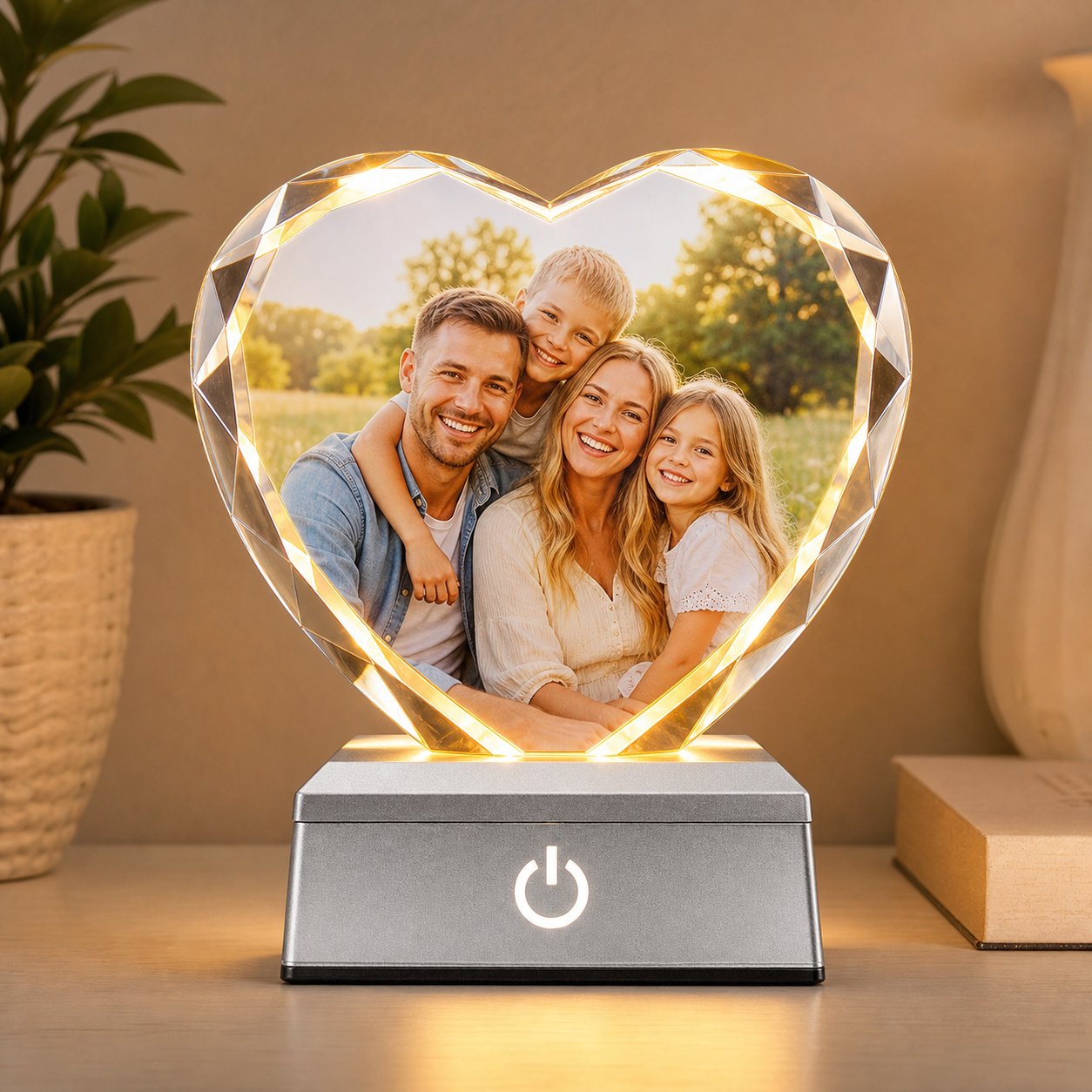 Personalized Heart Crystal Photo Night Light