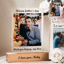 Load image into Gallery viewer, Custom Photo Night Lamp on Wooden Base – Personalized Acrylic 3D LED Light
