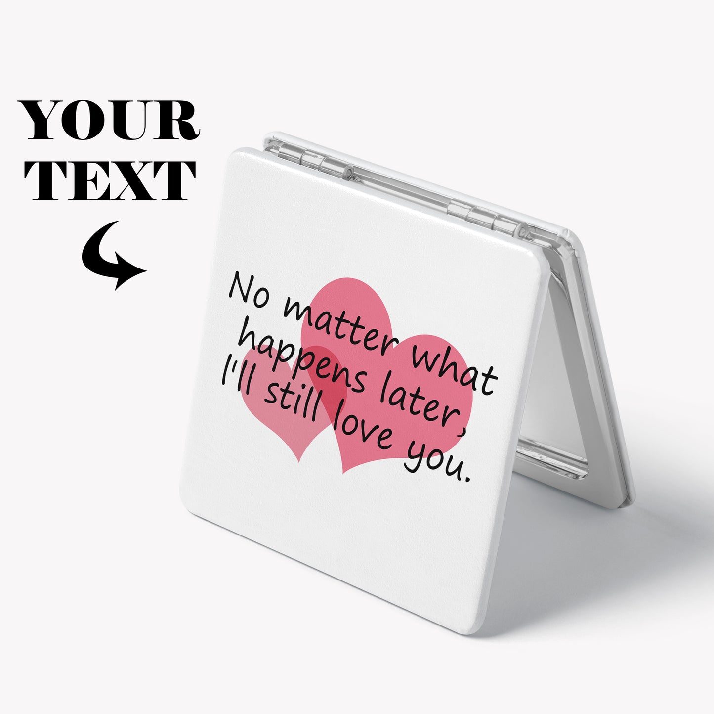 Personalized Compact Mirror: Double-Sided, Foldable, Your Photo & Text