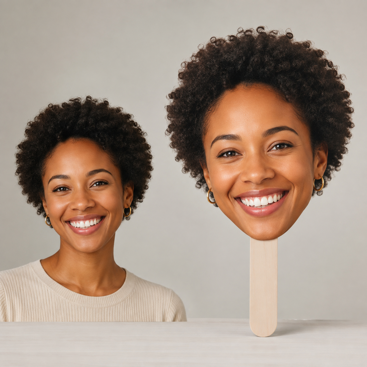Custom Face Hand Fan – Personalized Photo Big Head Cutout for Weddings, Parties & Graduations