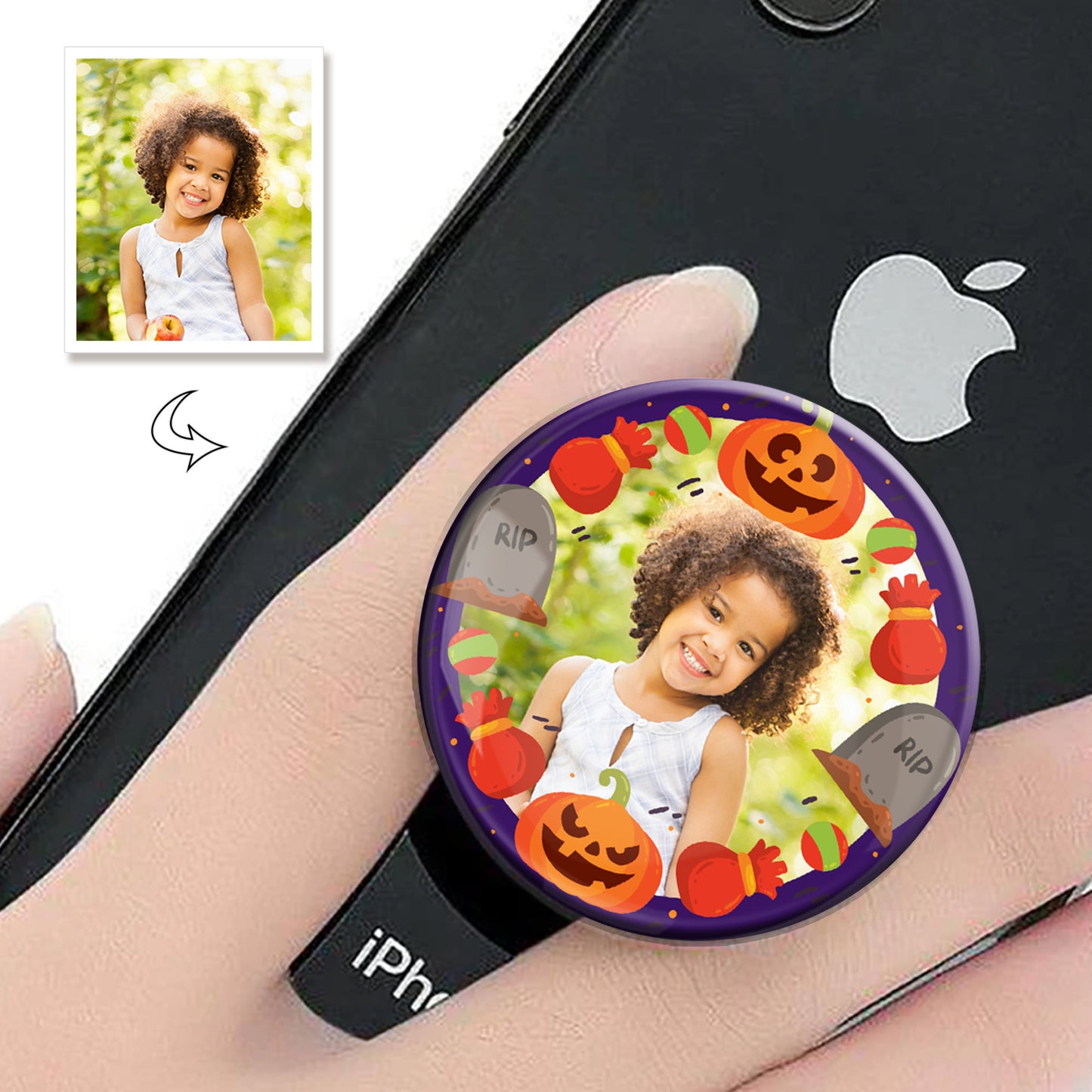 Halloween Custom Photo Phone Grip, Personalized Phone Holder, Unique Gift