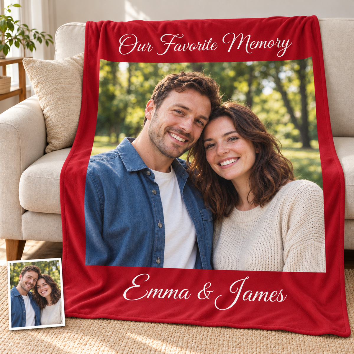 Custom Couple Photo Blankets Personalized Photo Memorial Blankets