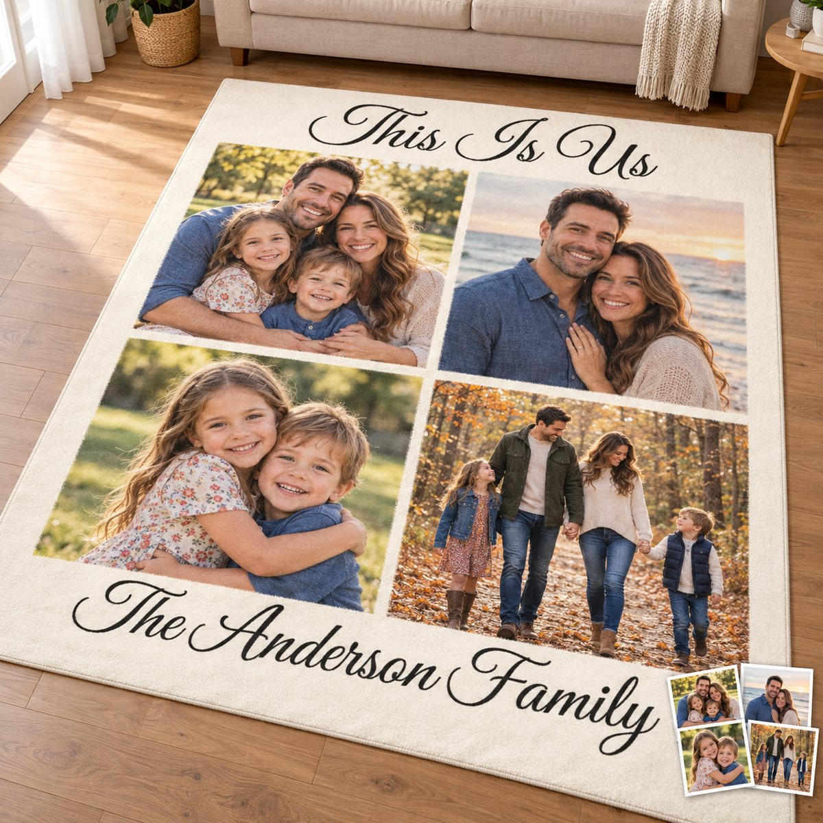 Custom Photo Flannel Carpet, Extra Soft Anti-Slip Floor Mats Collage 1-4 Photos