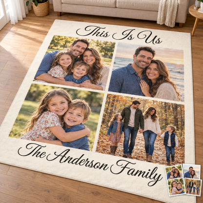 Custom Photo Flannel Carpet, Extra Soft Anti-Slip Floor Mats Collage 1-4 Photos
