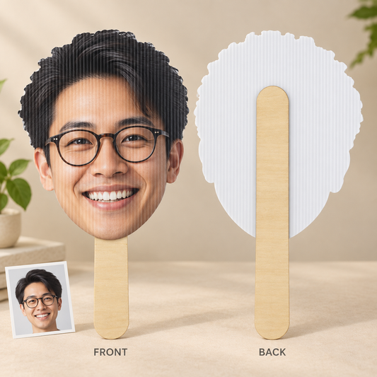 Custom Face Hand Fan – Personalized Photo Big Head Cutout for Weddings, Parties & Graduations