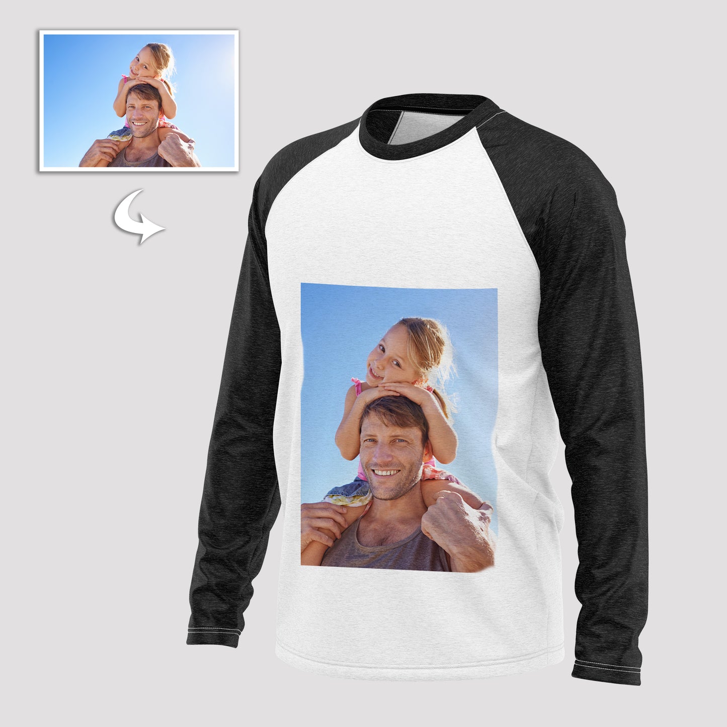 Custom Photo Print, Unisex Cotton Shirt, Long Sleeve, Double-Sided Design