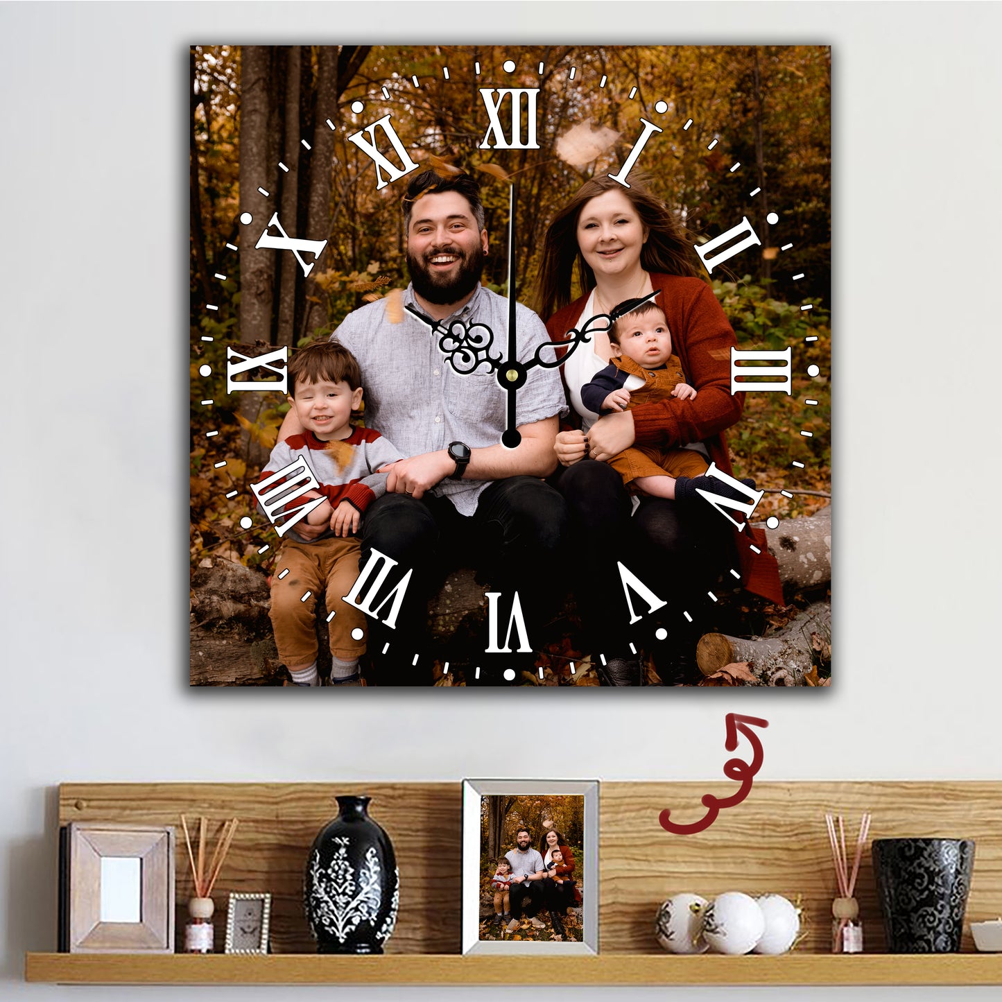 Personalized Photo Wall Clock - Custom Family Home Gift Decor