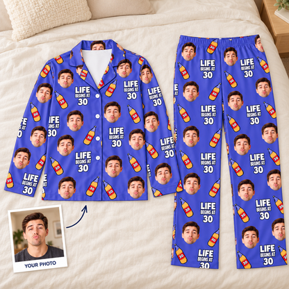 Custom Birthday Pajamas with Face & Age – Funny Personalized Birthday Gift