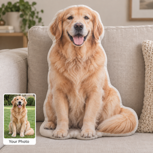Custom Shaped Photo Pillow – People & Pets, Original Photo or AI Art