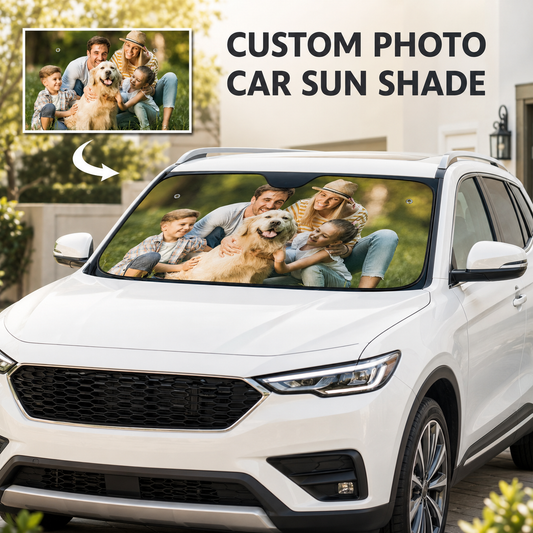 Personalized Auto Sun Shade, Custom Windshield Accessory, Unique Car Gift