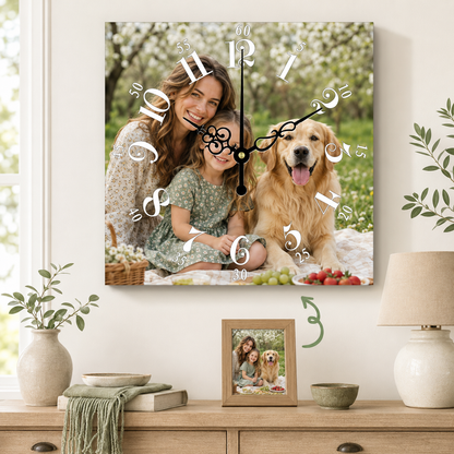 Personalized Clock Square Custom Wall Clock Gift With Photo