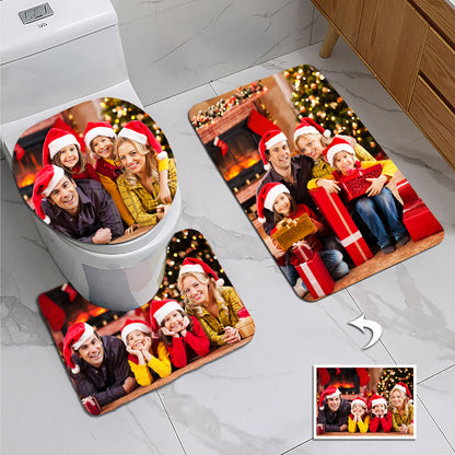 Personalized Photo Bathroom Rug Set - Non-Slip Toilet Mat & Lid Cover