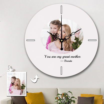 Custom Wall Clock Round Clock Elegant Style With Photo and Text