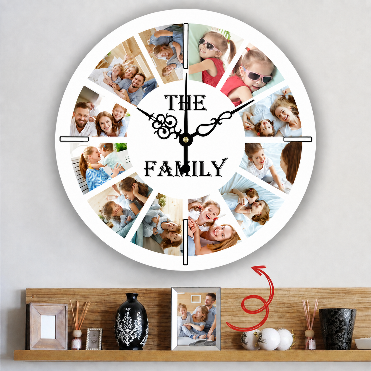 12pcs Photo Round Wall Clock Personalized Clock for Family and Girl