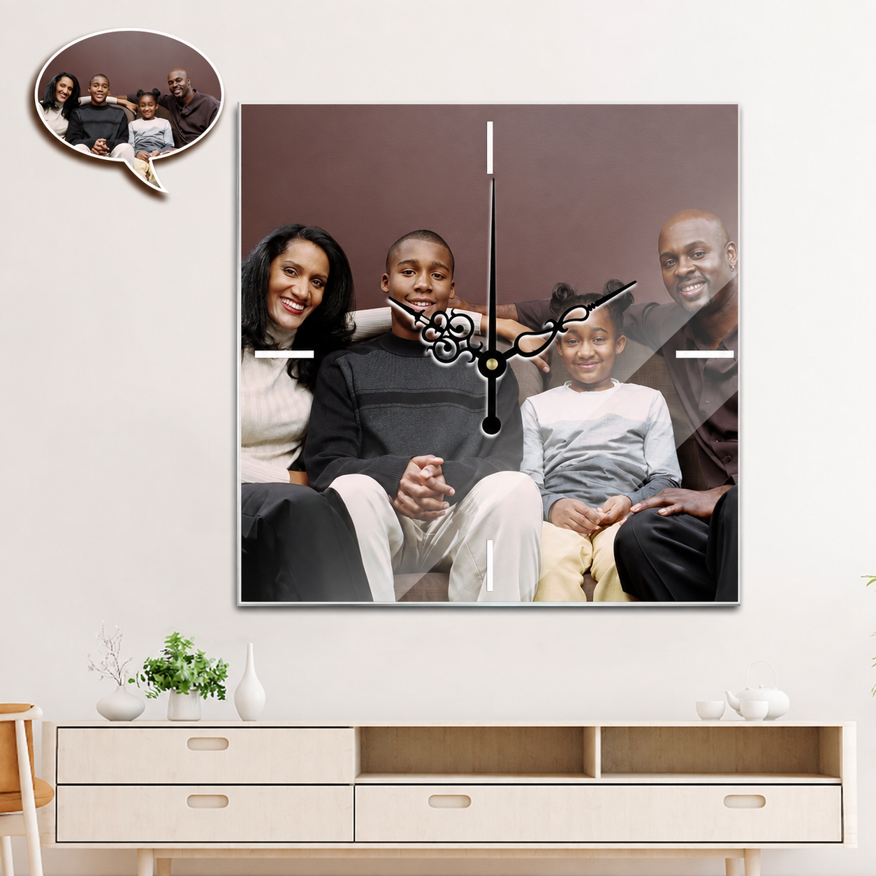 Custom Photo Square Clock - Personalized Wall Decor Gift