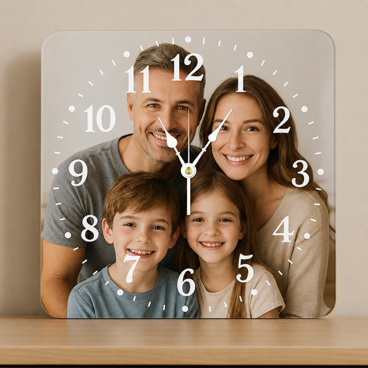 Custom Photo Square Clock - Personalized Wall Decor Gift