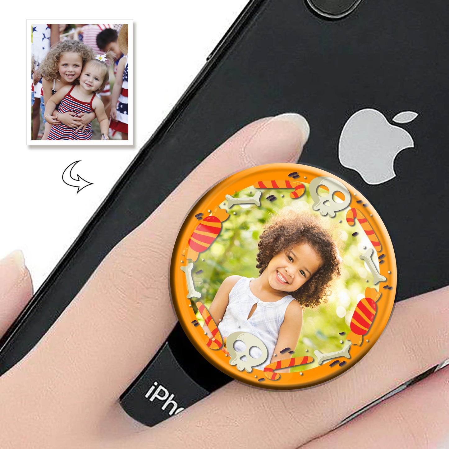 Halloween Custom Photo Phone Grip, Personalized Phone Holder, Unique Gift